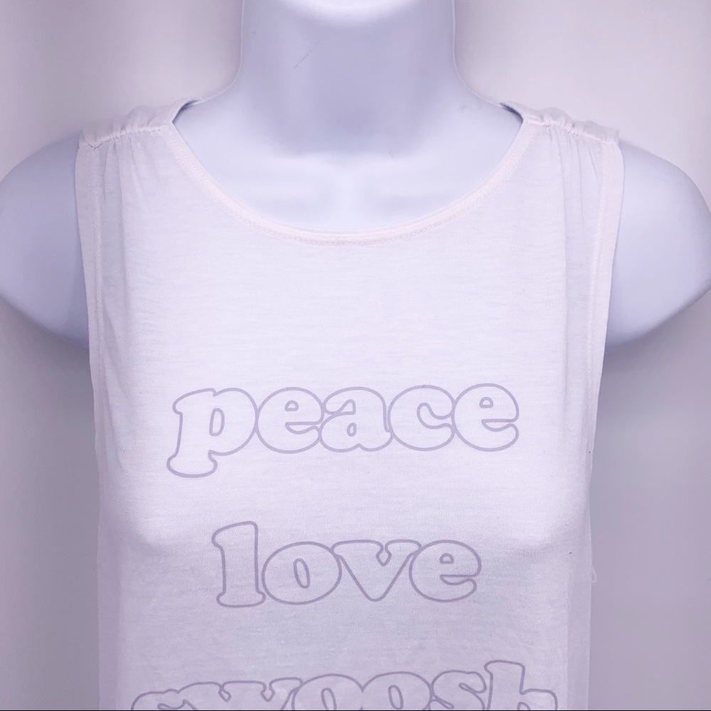 Nike Dri-Fit Peace Love Swoosh White Tank Top Size XS - Picture 2 of 11